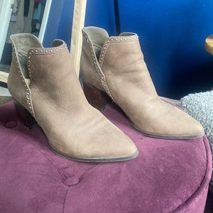 Brown leather heeled booties by Sole Society